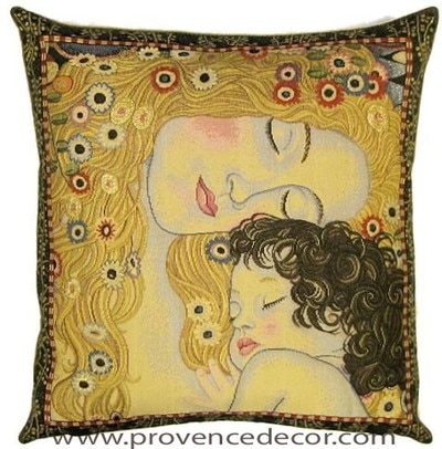 The THREE AGES of Woman Tapestry Cushion is a replica of Gustav Klimt famous artwork in Tapestry. The details are exquisite, looks like a real painting.​ These gorgeous Jacquard Tapestry Throw Pillow Cases are the authentic GOBELIN Tapestry woven with 100% high quality cotton, lined with a soft beige velvet backing and close with a zipper. Size: 16" X 16"
