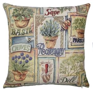 LAVENDER & PROVENCE HERBS Belgian Tapestry Throw Pillow Cases - Decorative 18 X 18 Square Pillow Covers - Zippered Throw Pillow Case - Jacquard Woven Belgium Tapestry Cushion Covers - Floral Lavender Herbs Reversible Throw Cushions - Elegant Home Decor Gifts