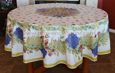 French Provence ROSES LAVENDER Acrylic Coated Tablecloth - French Oilcloth Indoor Outdoor Tablecloths - French Country Home Decor Gifts