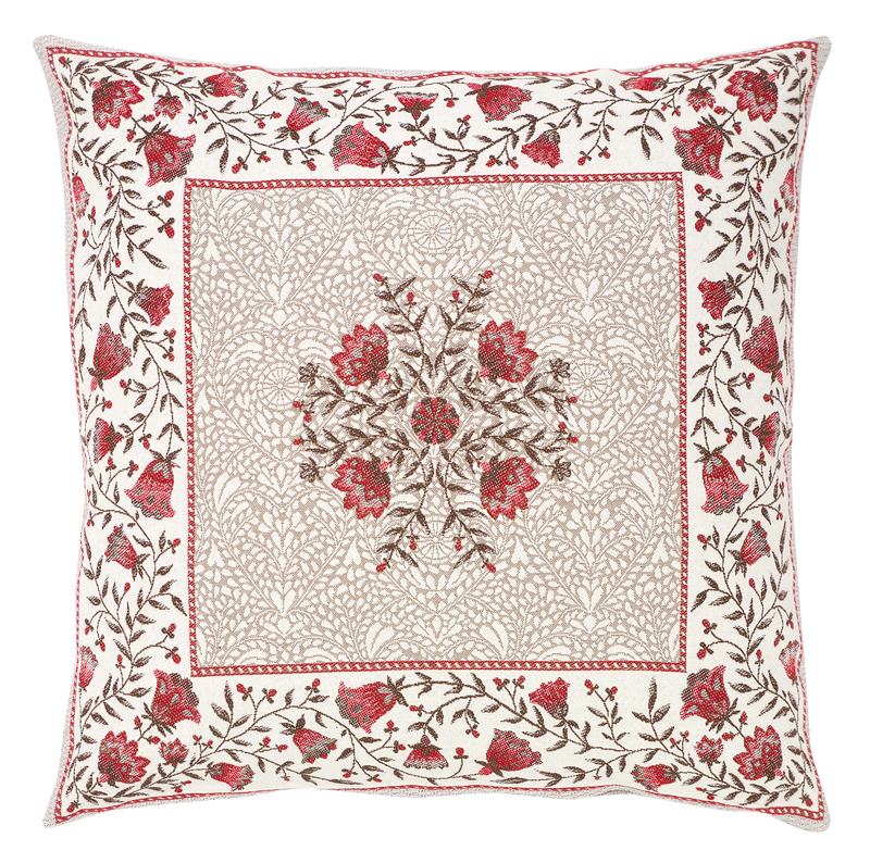 AMORE TAUPE BURGUNDY Jacquard Tapestry Reversible Throw Pillow Case - French Country Lovers Design Cushion Cover - Elegant Decorative Throw Pillows Home Decoration Gifts