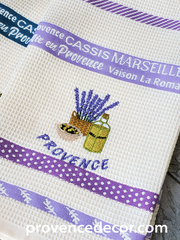 LAVENDER OLIVES LAVENDER PURPLE French Country Embroidered Cotton Kitchen Towels - Exclusive Designs Dish Towels - Elegant 100% Cotton Tea Towels - Kitchen BBQ Area Camping RV Hand Towels - Gardening Flowers Olive Lovers Home Decor Dishtowels Gifts
