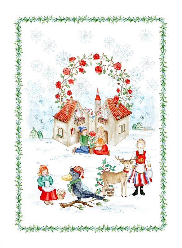 ENCHANTED CHRISTMAS RED Linen Kitchen Towels - Exclusive Designs Tea Towels - 100% Linen Dishtowels - Elegant Holidays Dish Towels - Christmas Kitchen Hand Towels Home Decoration Gifts