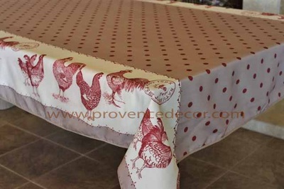 ROOSTER RED Rectangle Polyester Tablecloths - French Soft Polyester Indoor Outdoor Stain Resistant Party Tablecloth - Size: 98" X 62" - GREAT FOR PARTIES
