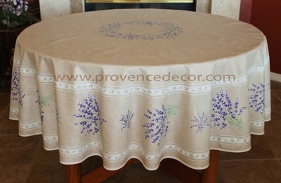 LAVENDER TAUPE Cotton Coated French Provence Tablecloth - French Oilcloth Indoor Outdoor Round Circle table cloths Rectangular Rectangle Tablecloths - French Country Home Decor Gifts