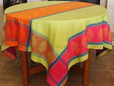 Details about   French Jacquard Woven Teflon Coated Provencal Tablecloth Olives  63 X 118 France 