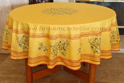 PETITE OLIVE RUST Acrylic Coated French Provence Tablecloth - French Oilcloth Indoor Outdoor Round Rectangle Table cloths - French Country Home Decor Gifts