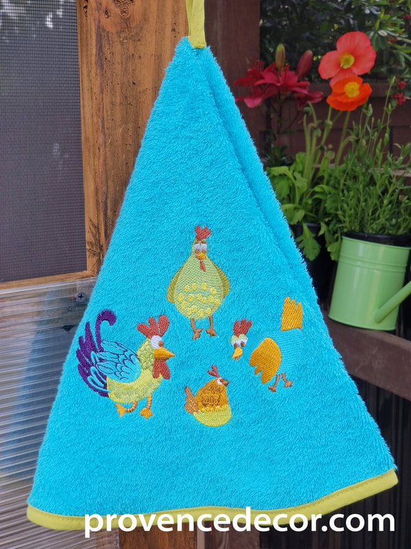 Round Hand Towel - High quality super soft and absorbent thick cotton fabric - Decorative Kitchen Bathroom Towels - Fun Animals Chicken Rooster Farmhouse Lovers - Kids Bathroom Playroom Home Decor