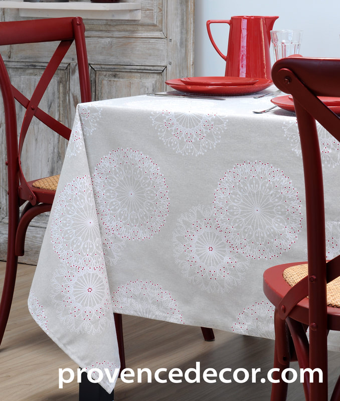 JOY LINEN WHITE Acrylic Cotton Coated Tablecloth - French Oilcloth Spill Proof Wipe Off Table cloths - Indoor Outdoor Festive Party Table Decor - Elegant Home Decor Tableware