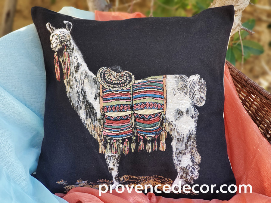 NOMAD LAMA Authentic European Tapestry Throw Pillow Case - Urban Art Decorative Pillow Covers - Lama Lovers Cushion Covers - Art in Tapestry Boho Home Decor Gifts