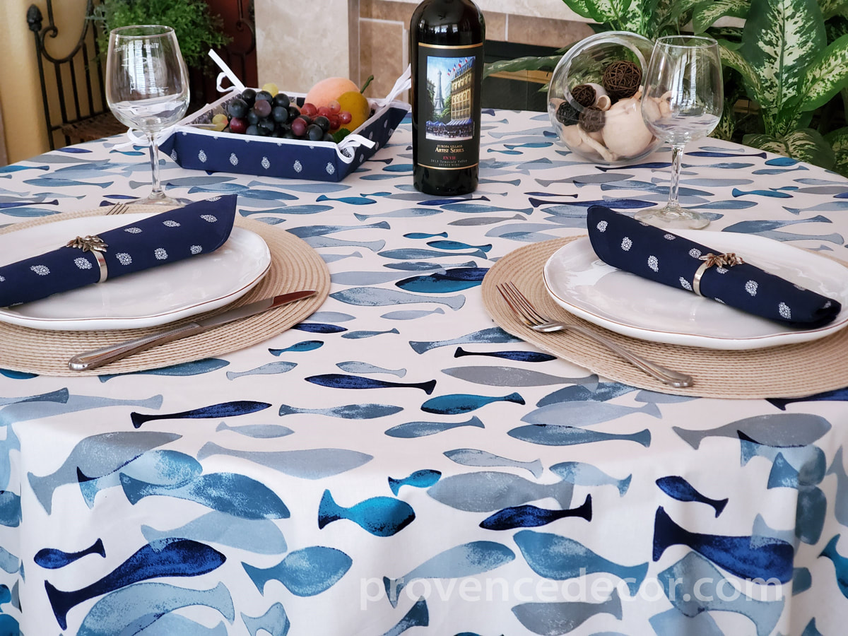 Tablecloth by the Metre Oilcloth Washable Blue Marbled 