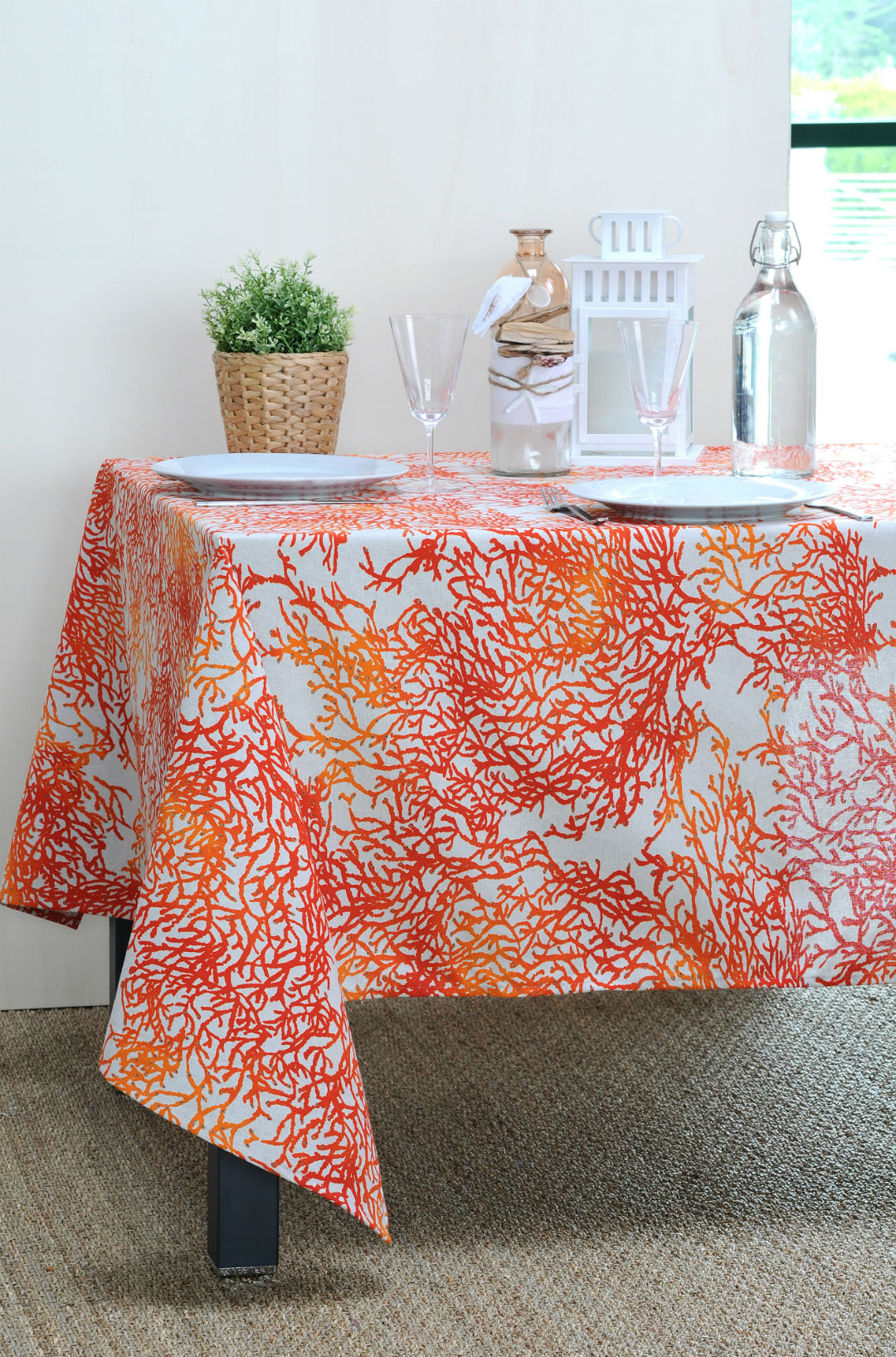 FRENCH RIVIERA CORAL Ocean Coral Reefs Tablecloth - French Oilcloth ...