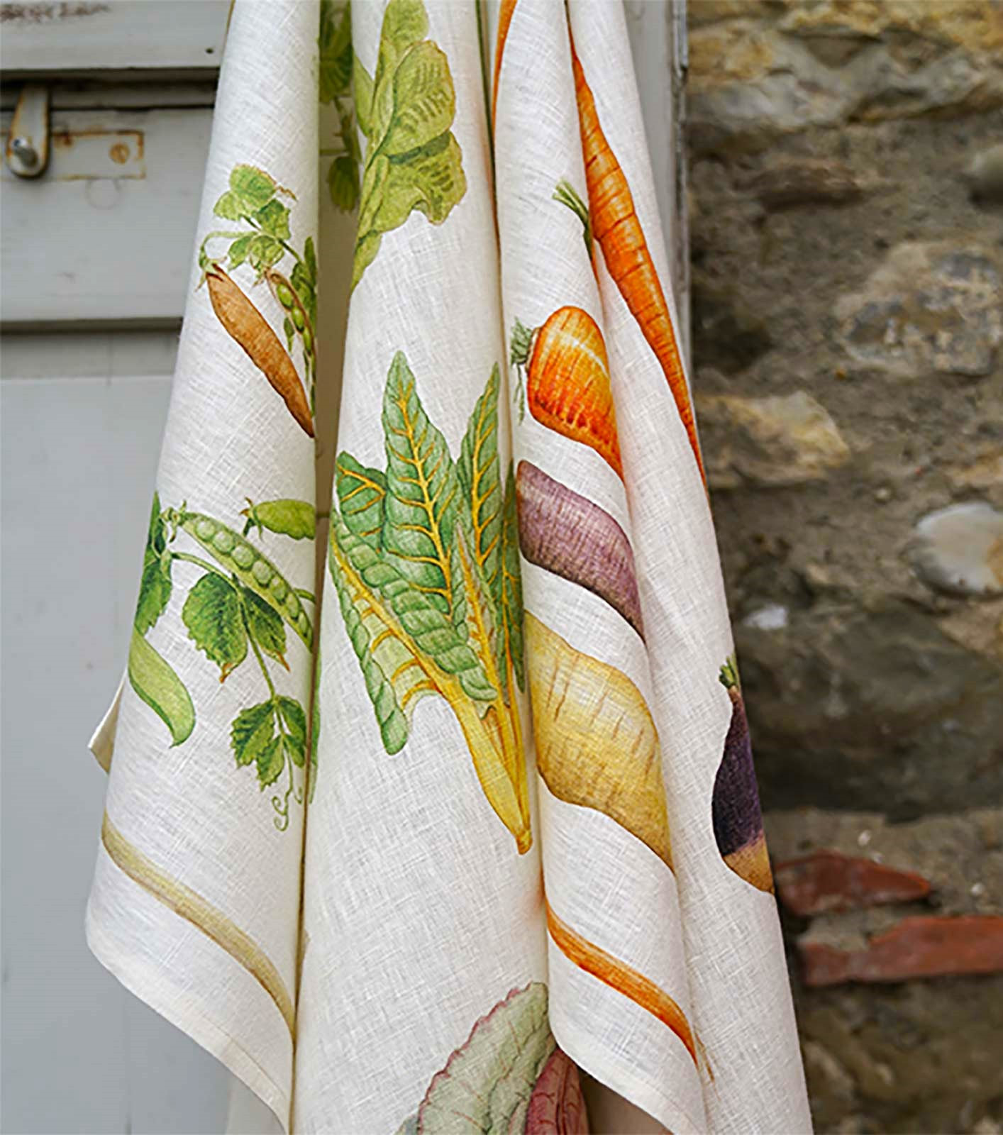 I LOVE GREENS European Linen Dish Towels - Exclusive Designs Tea Towels -  Elegant 100% Linen Kitchen Towels - Fruits Vegetables Lovers Dishtowels -  Farmers Market Kitchen Hand Towels - French Home Decor Gifts
