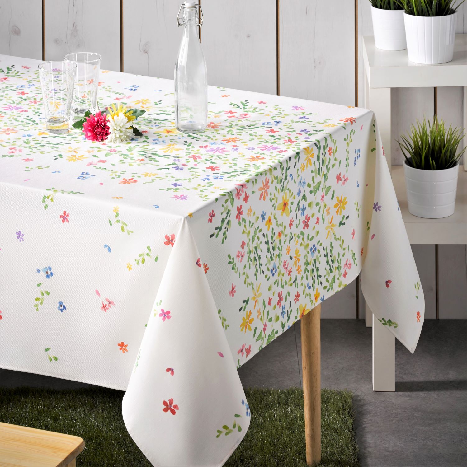 Spring Flower Oil Cloth Tablecloth Acrylic Coated Cotton Wipe Clean 