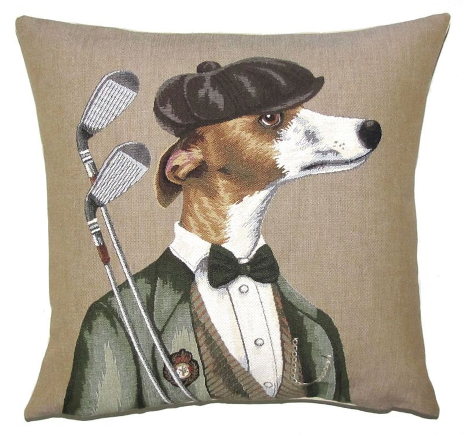 DOG Whippet Greyhound Wool Needlepoint Pillow Cushion Cover  16” X 16”