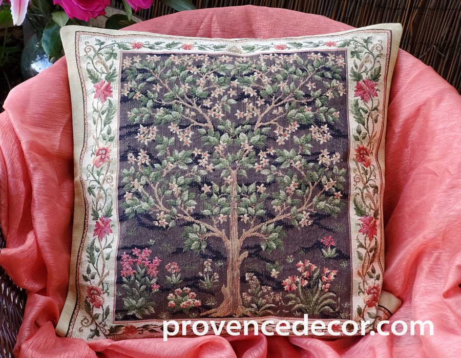 TREE OF LIFE BROWN Authentic European Tapestry Throw Pillow Case - William Morris Decorative Pillow Covers - Nature Museum Art Decor Cushion Covers - Art in Tapestry Home Decor Gifts