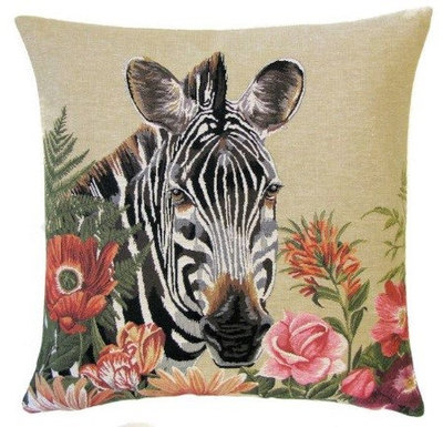 ZEBRA MARTY SAFARI Authentic European Tapestry Throw Pillow Cases - Zebra Lovers Decorative Cushion Covers - Safari Wild Animal Lovers Gift - Home Decor Gifts